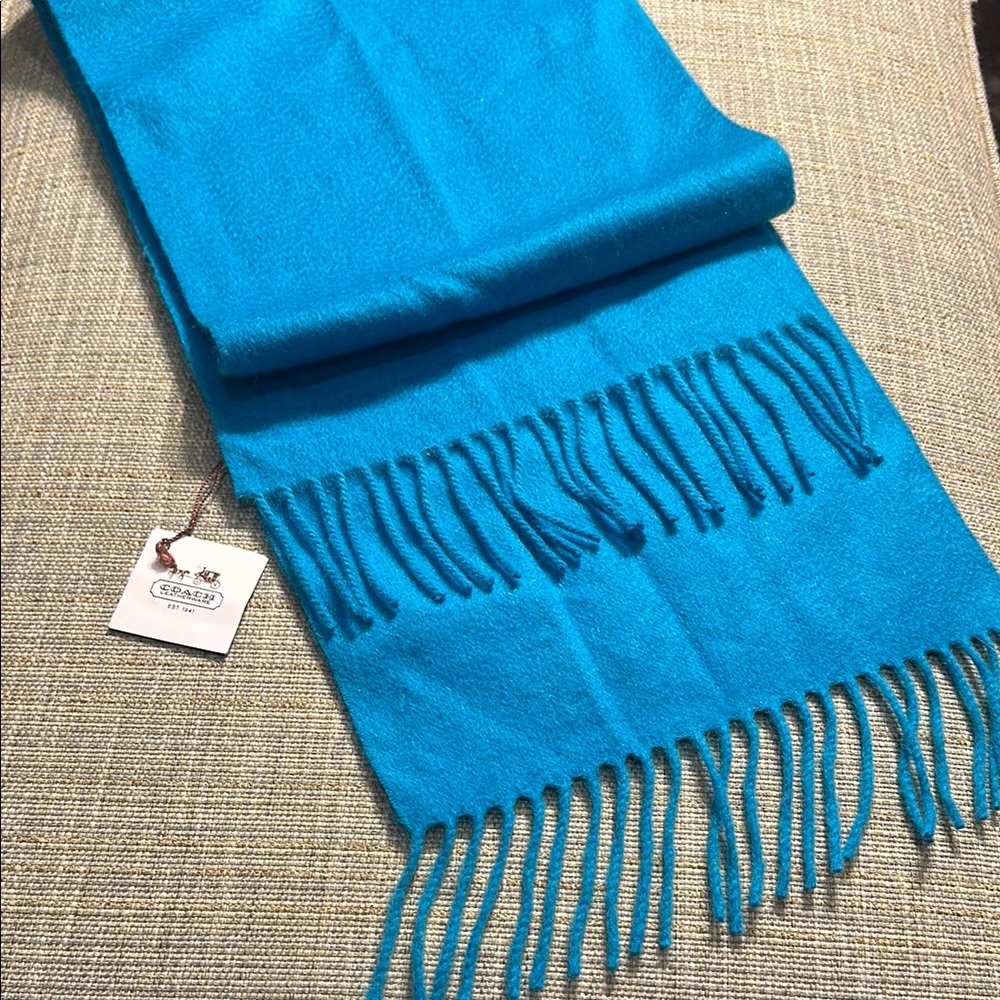 Coach Cashmere Blend Blue Scarf/Muffler